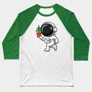 Cute Astronaut Holding Plant In A Pot Cartoon Baseball T-Shirt